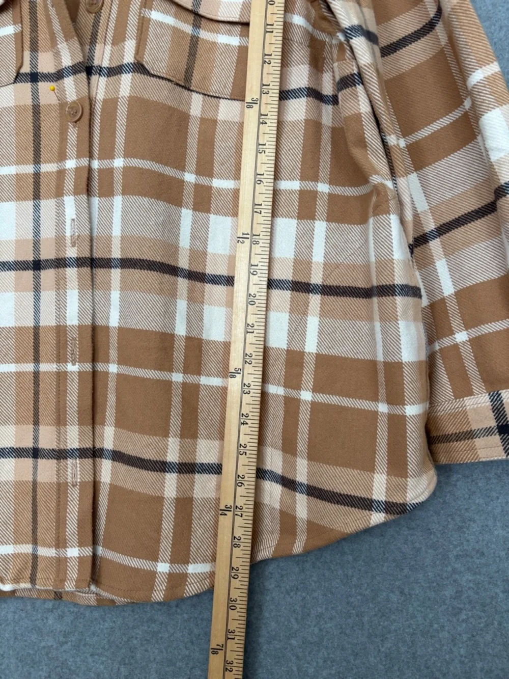 Lane Bryant NWT Plaid Button-Up Shacket 14/16 Camel/Black/White Flannel - Picture 5 of 8